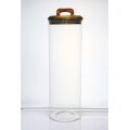 Borosilicate glass storage jar with wood lid